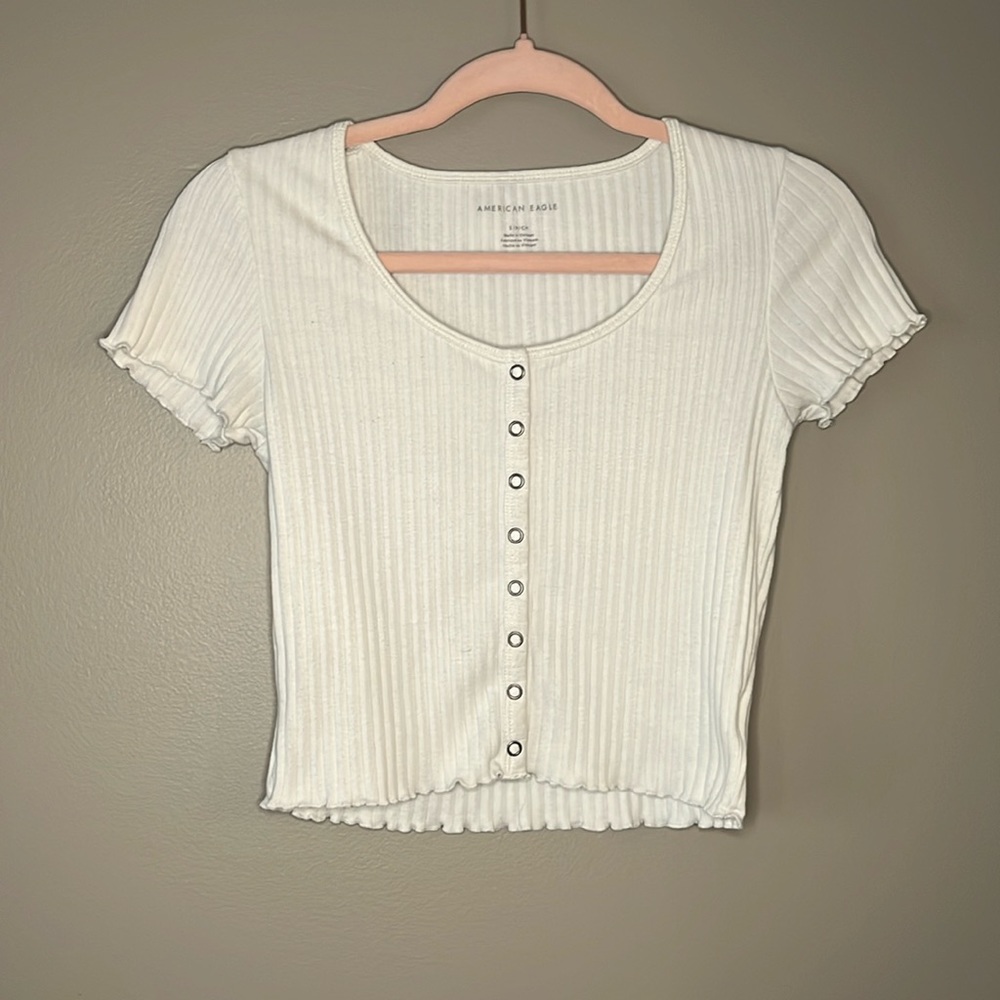 AE White Snap-Front Baby Tee